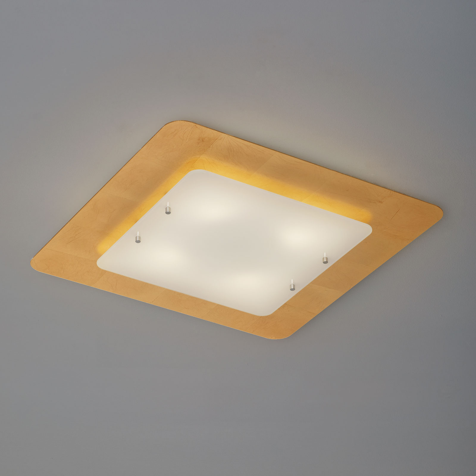 Taklampa Pop-Up med bladguldsram, 60 x 60 cm