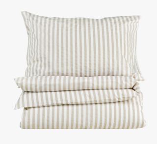 Classic stripe påslakanset beige