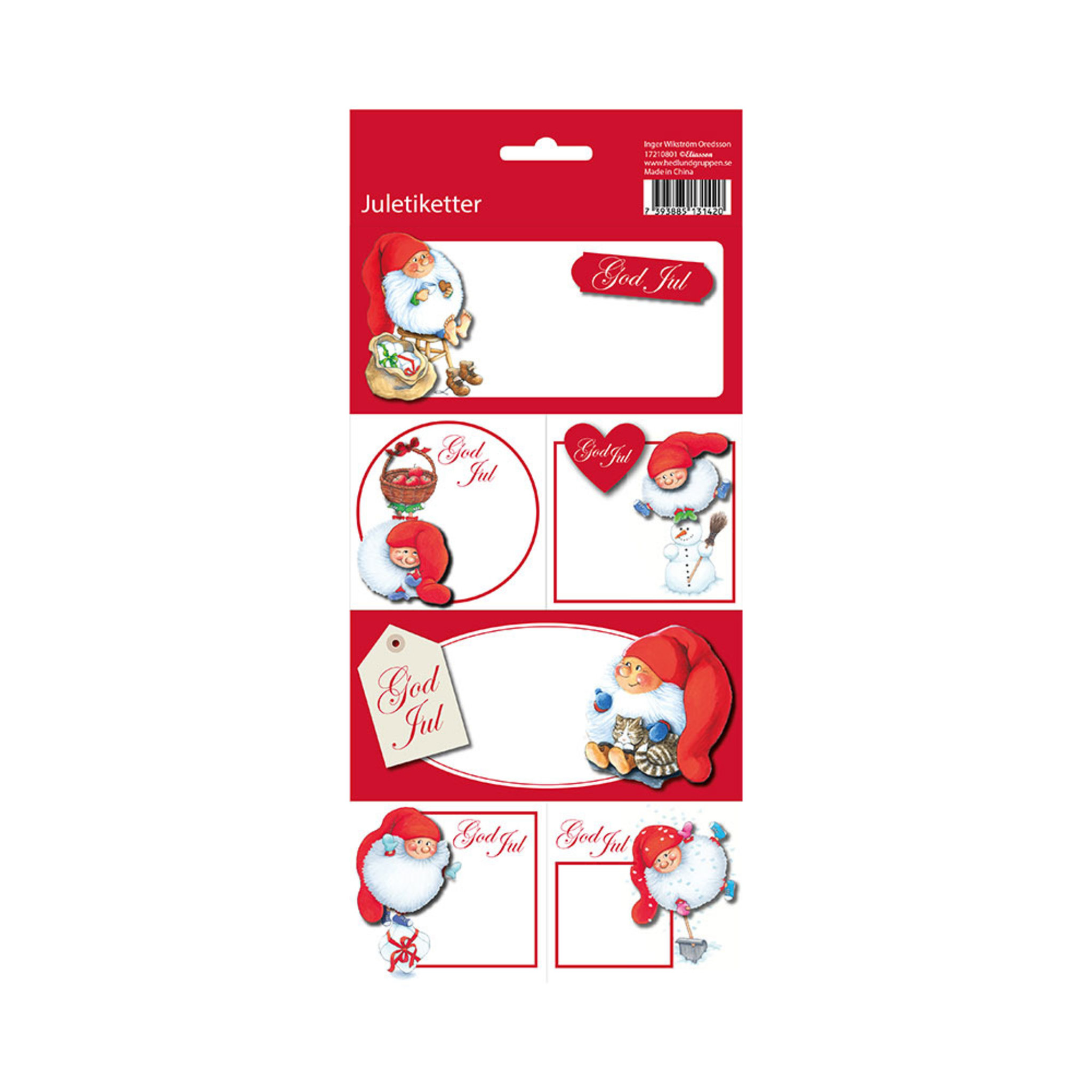 Juletiketter 3D Tomtar