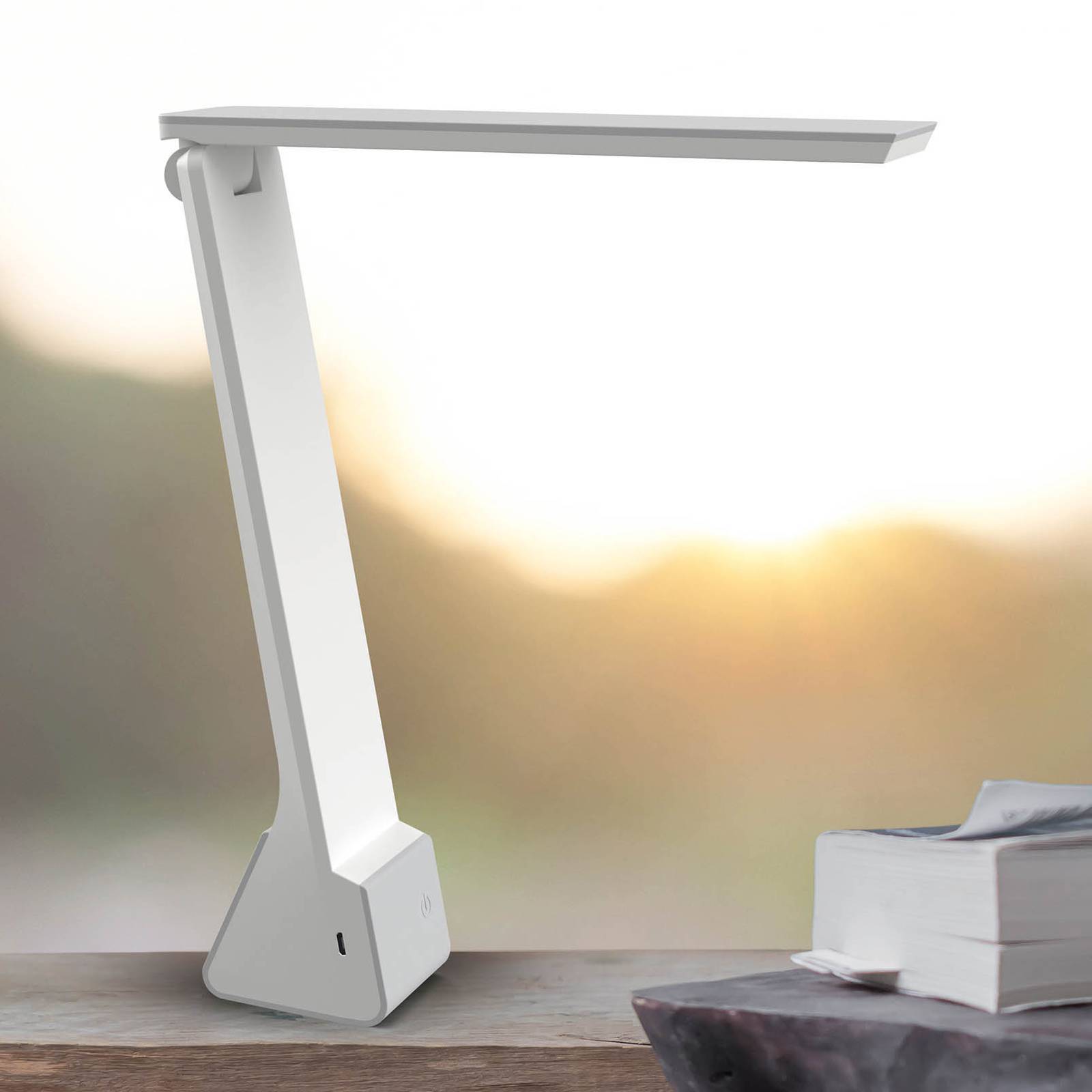 LED-skrivbordslampa MAULseven med batteri, grå