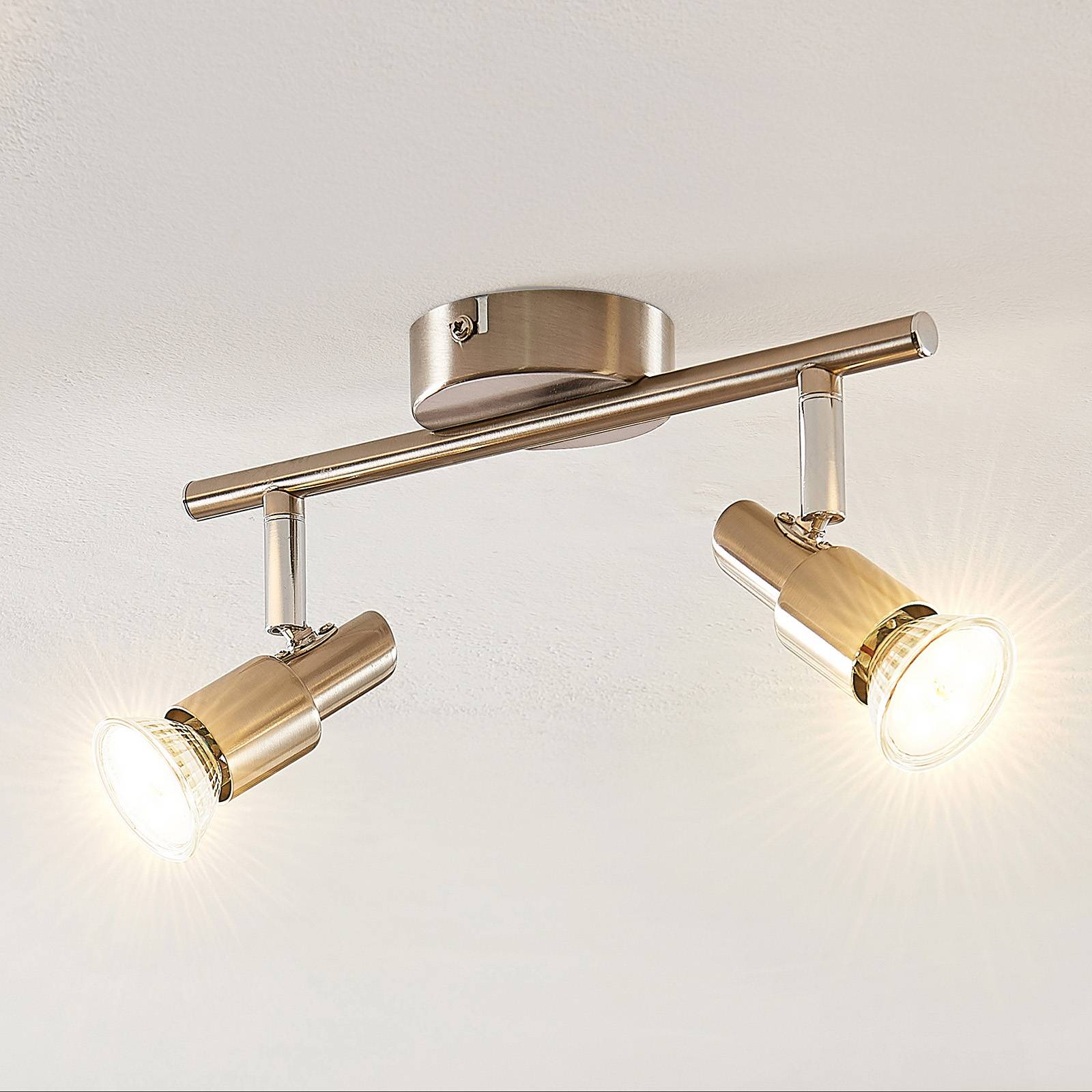 ELC Farida LED-taklampa, nickel, 2 lampor