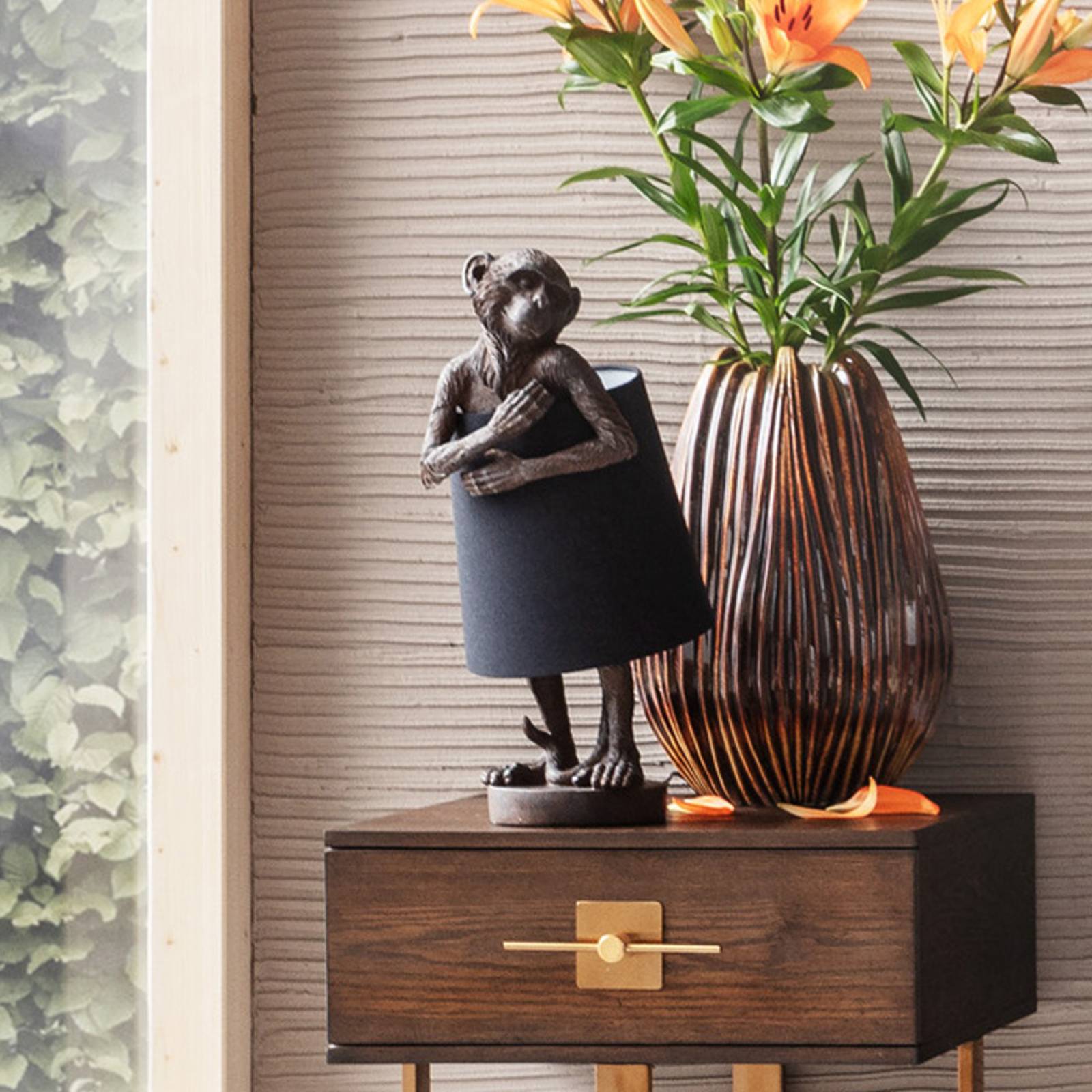 KARE Animal Monkey bordslampa brun/svart