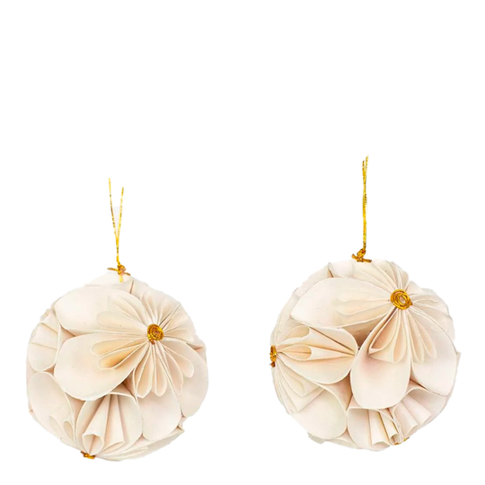 Afroart - Julhänge Flower Ball 2-pack Vit