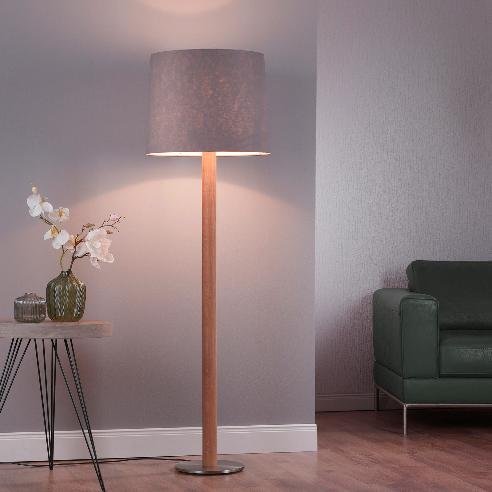 Lucande Elif golvlampa filt, cylinder ek natur