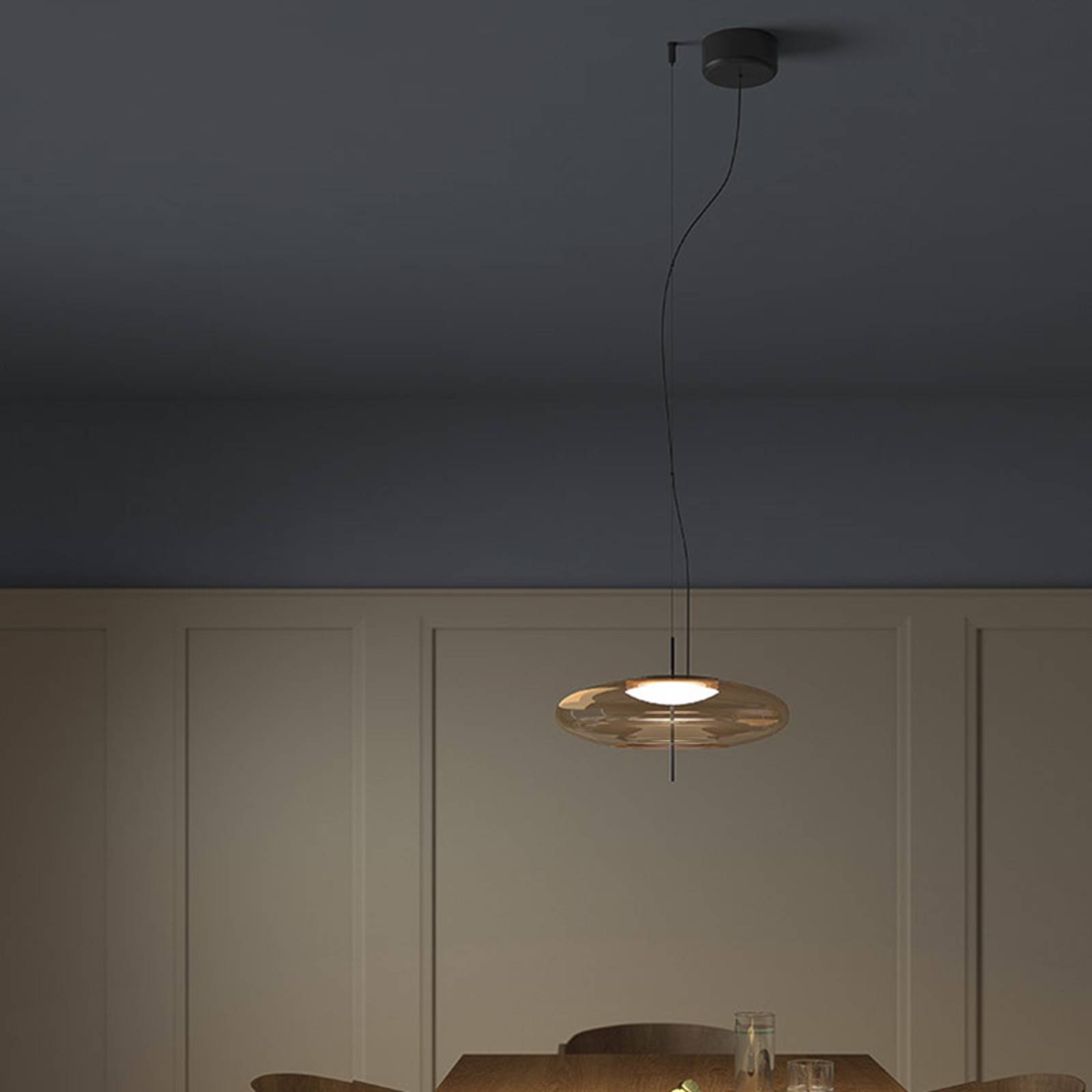 LEDS-C4 Plat LED-pendellampa bärnsten