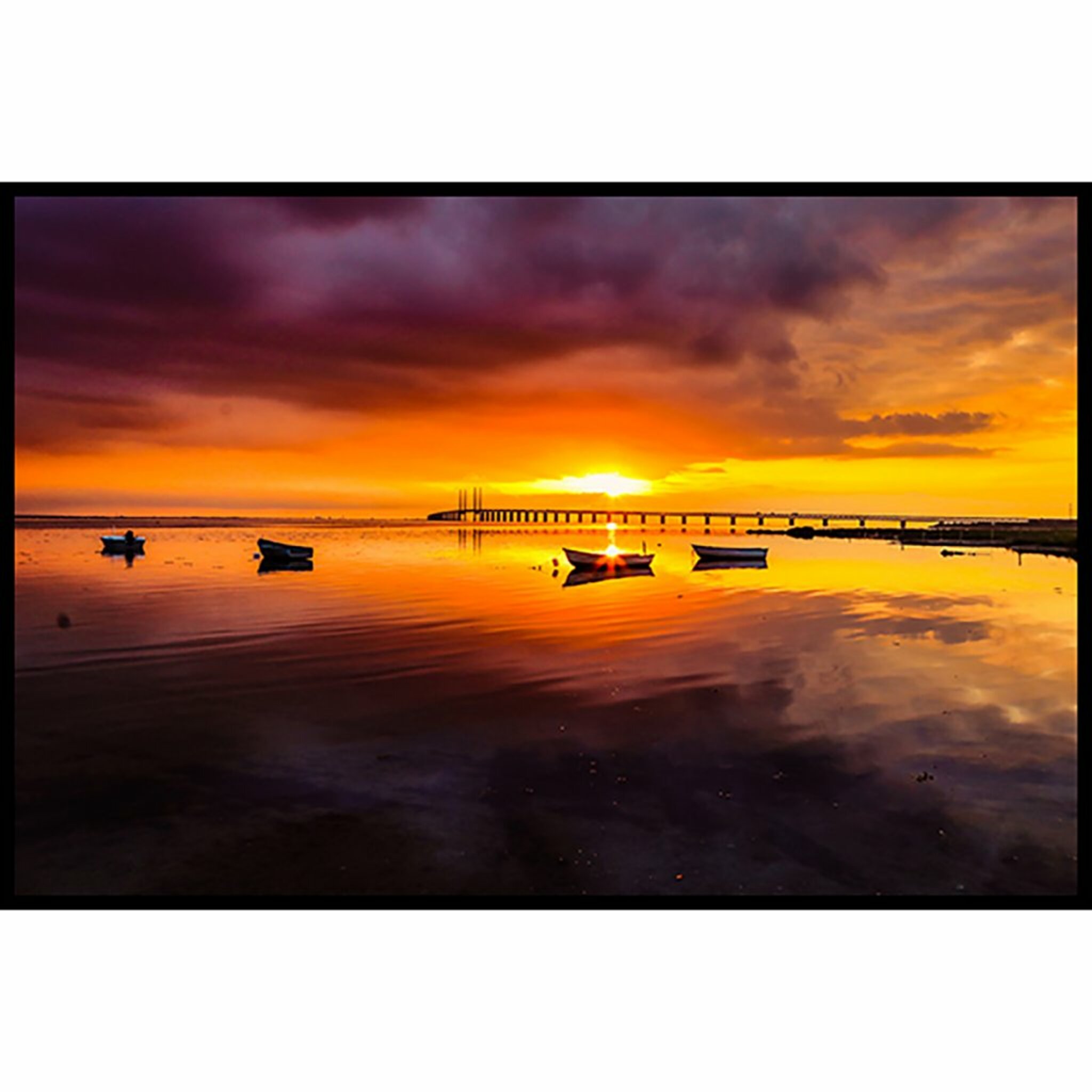 Boats In Sunset Poster