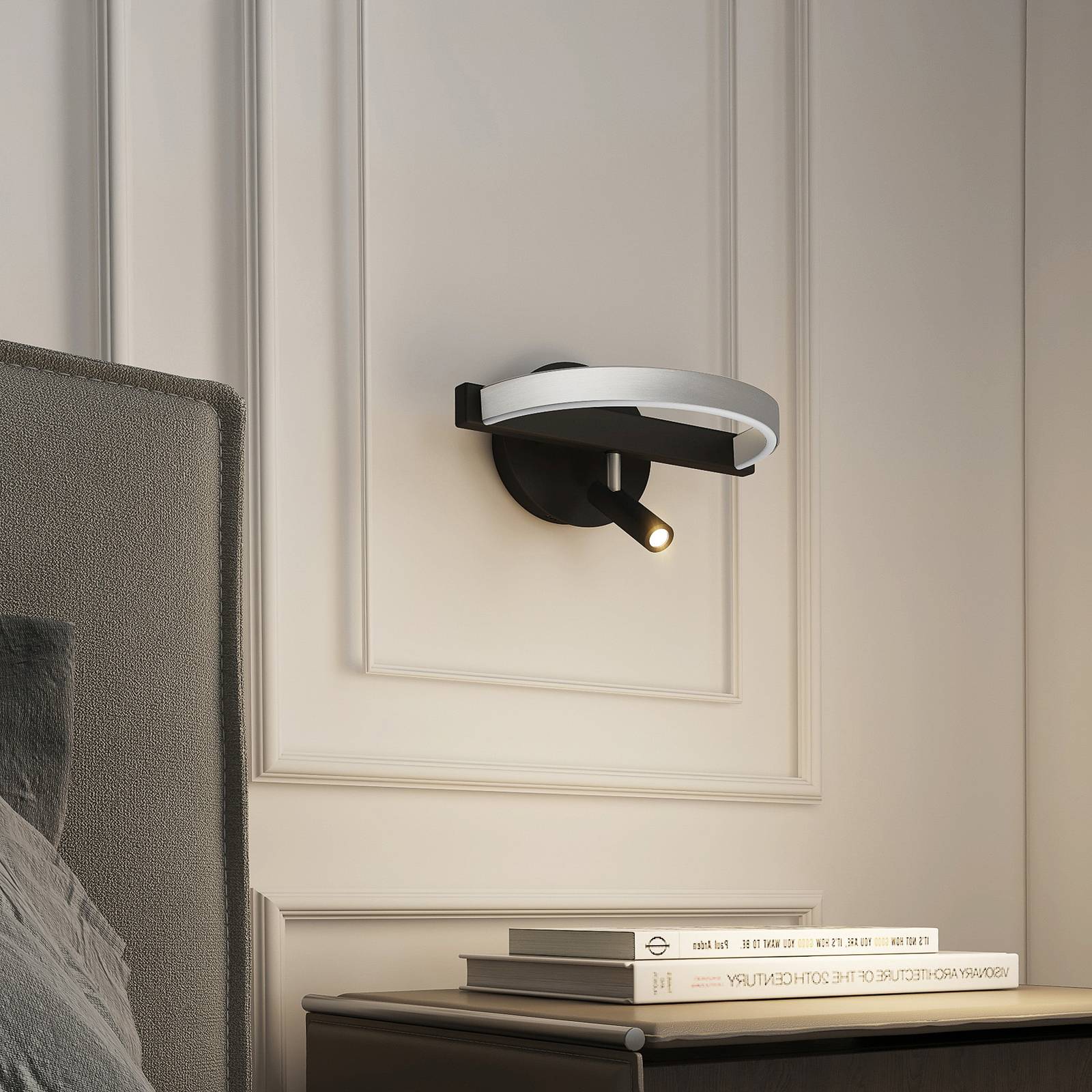 Lucande Matwei LED-vägglampa, ringformad, nickel