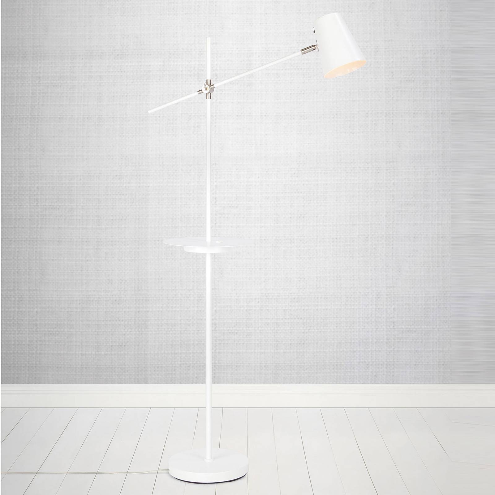 Golvlampa Linear med USB-laddningsstation, vit