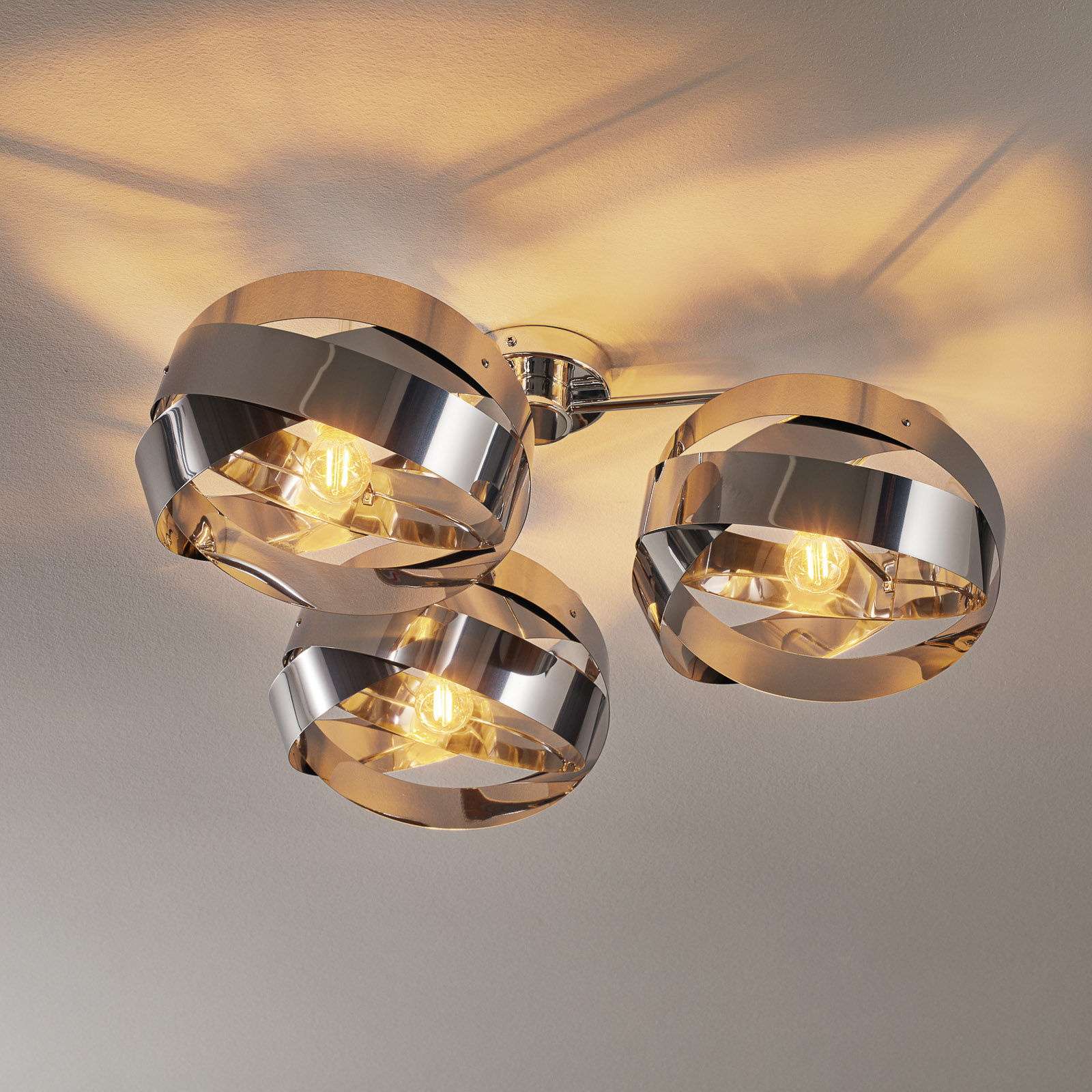 Taklampa Tornado 3 lampor krom-nickel