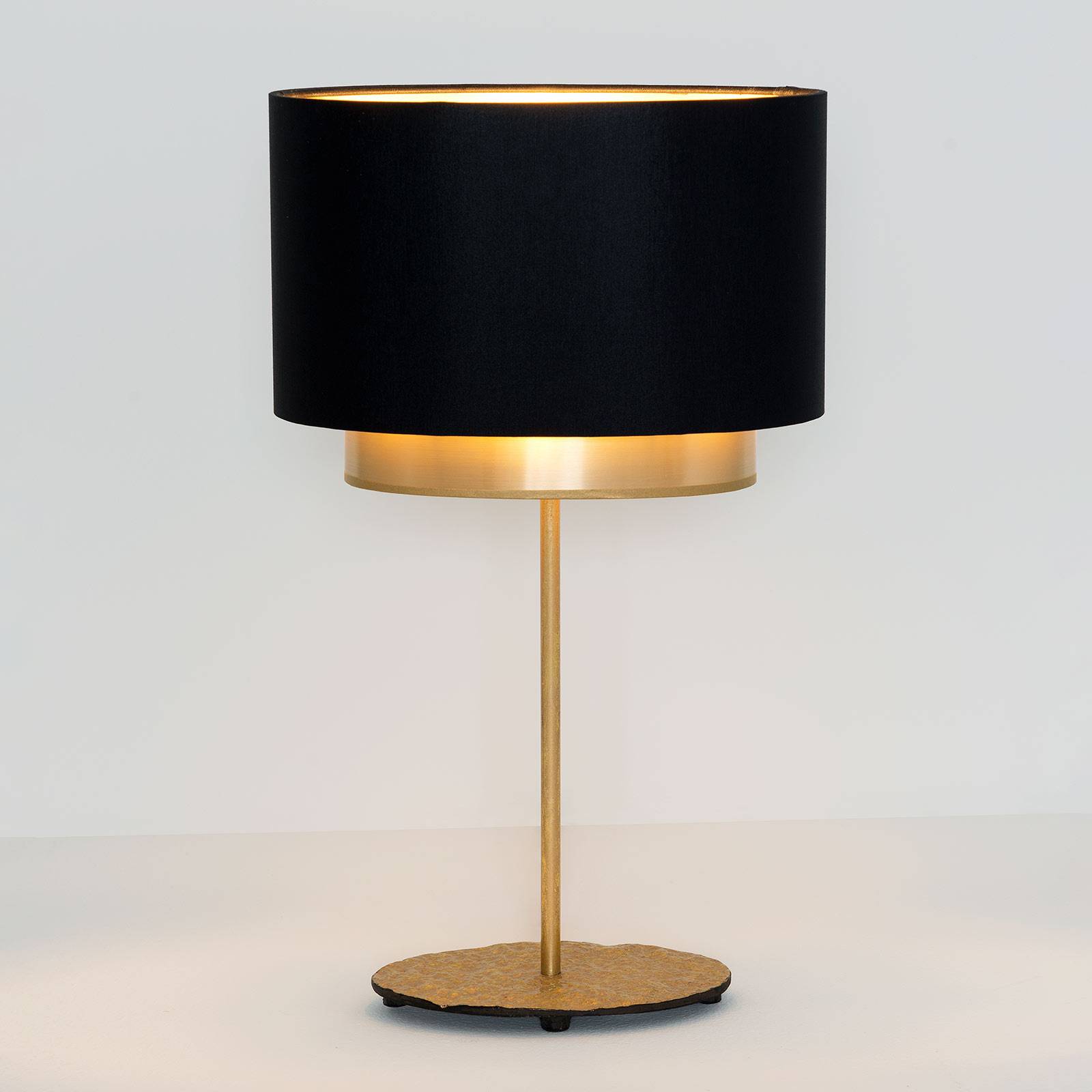 Bordslampa Mattia, oval, dubbel, svart/guld