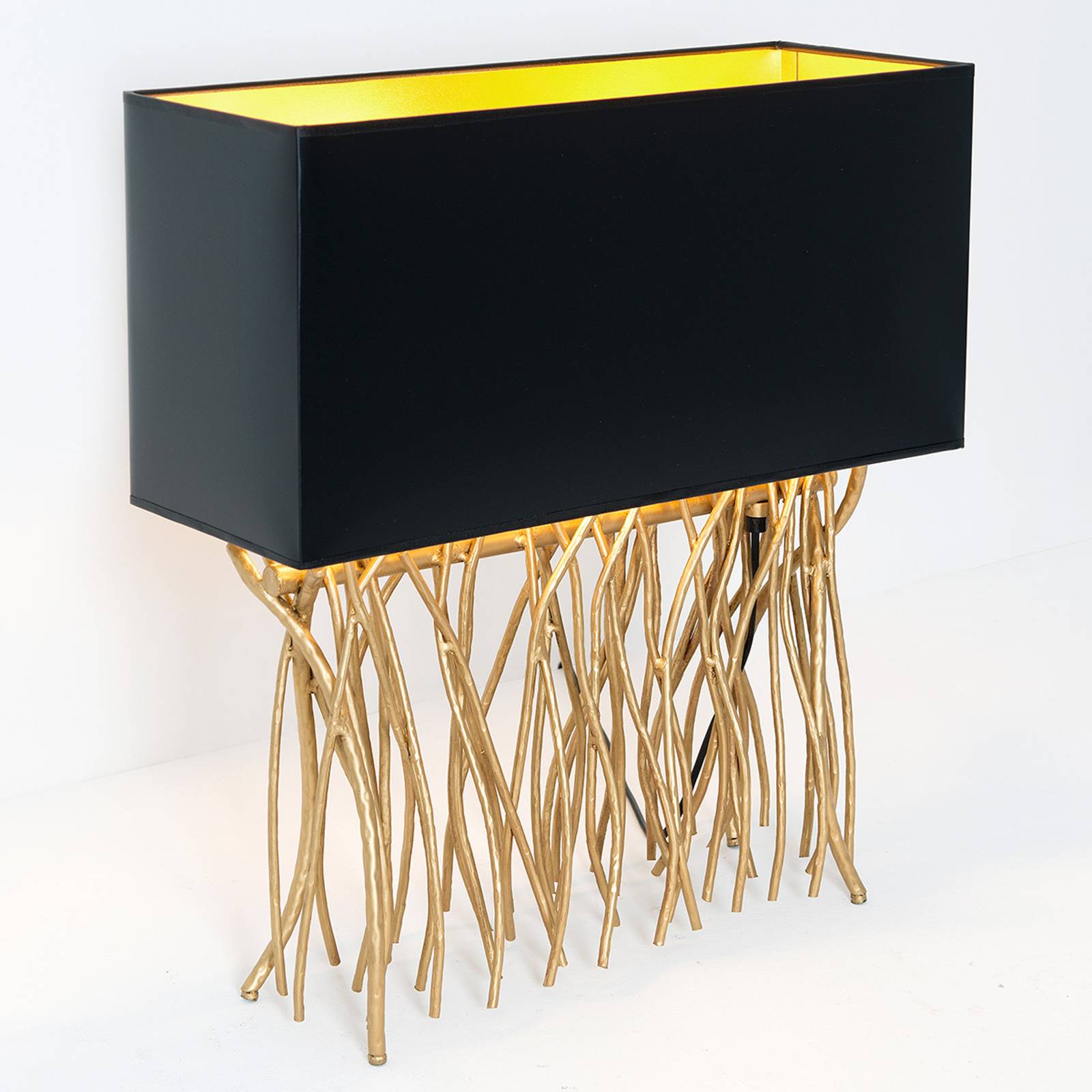 Bordslampa Capri, kantig, svart/guld