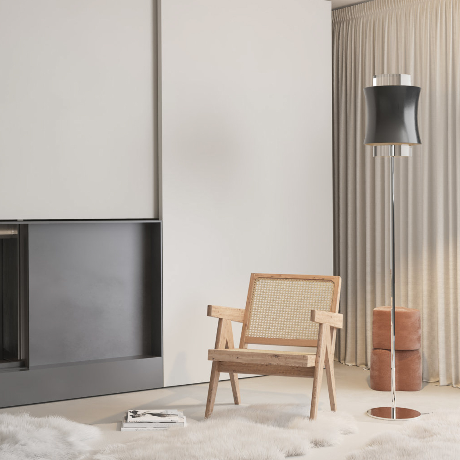Prandina Fez F1 golvlampa svart blank
