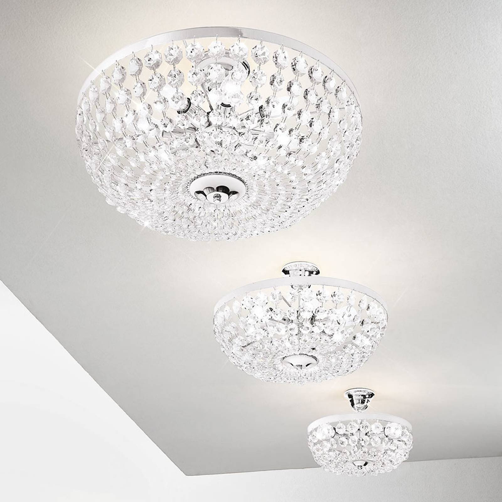 Taklampa Valerie, krom, Ø 40 cm