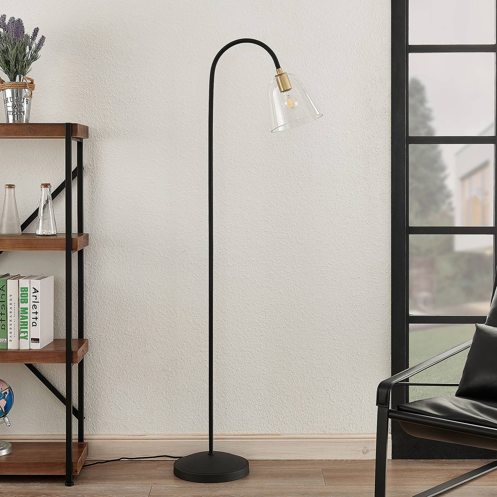 Lucande Anjita golvlampa, glasskärm