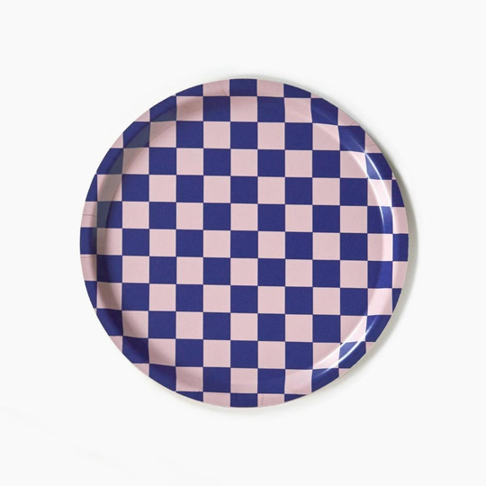 Blu Kat Bricka Checker Blå/beige
