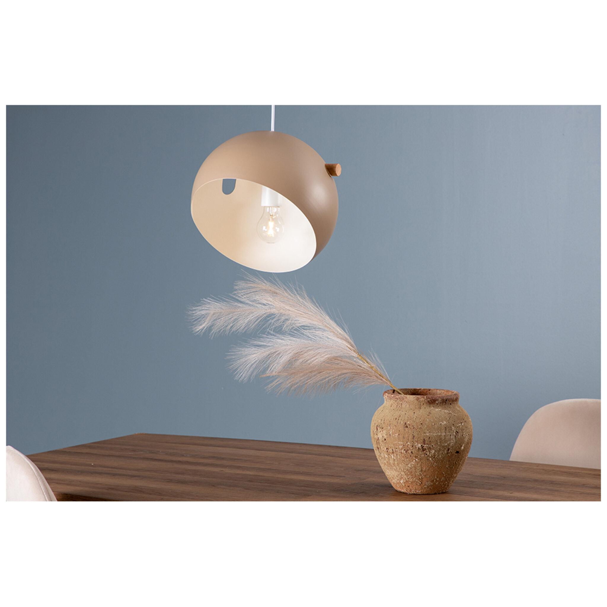 Taklampa Tubbie 23x23x16, beige natur/trä