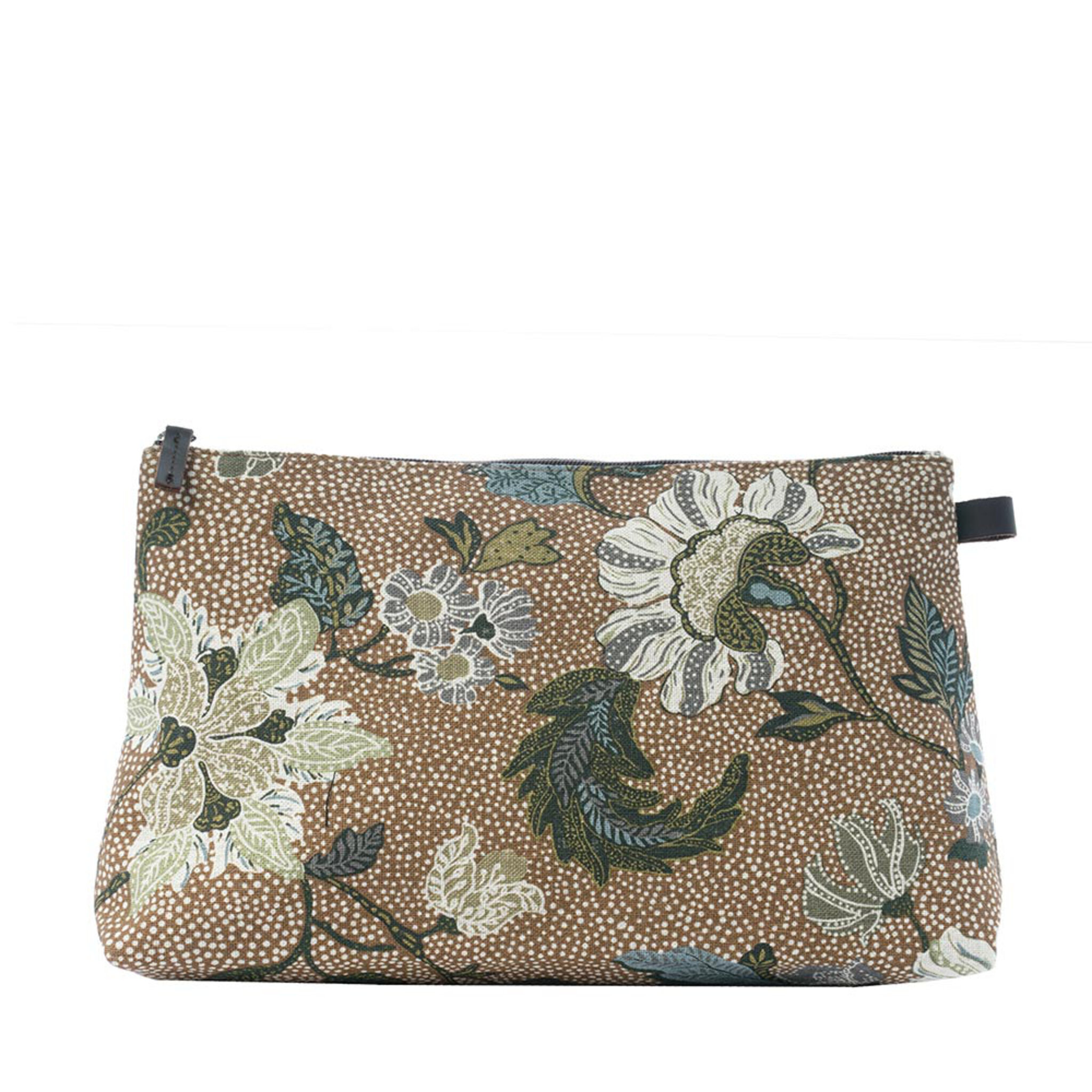 Necessär L Flower Linen Camel
