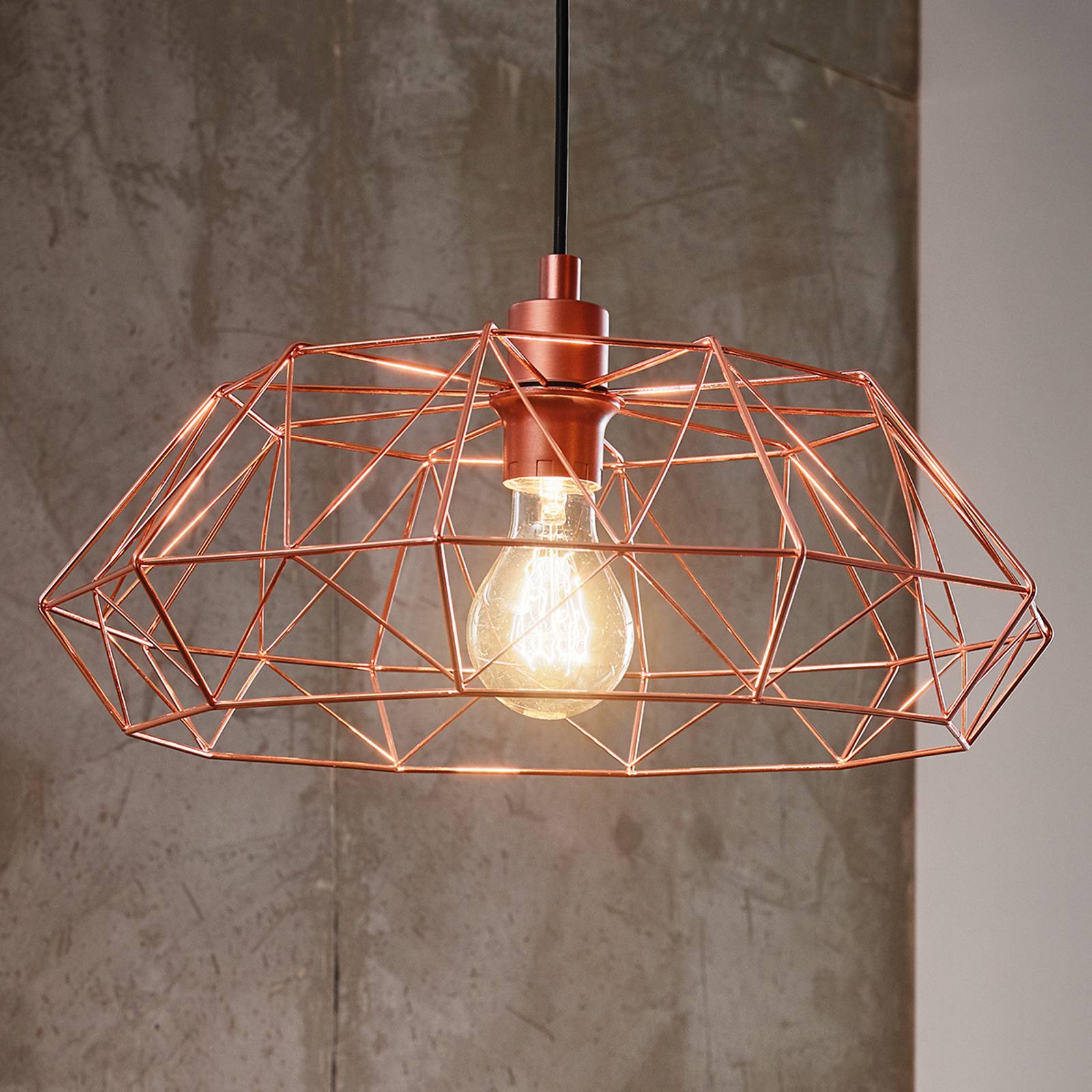 Taklampa Carlton 2, kopparfärgad gallerskärm