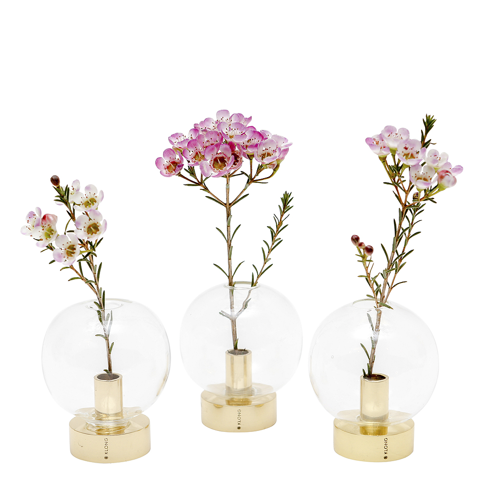 Klong - Orbis Vas 3-pack Glas/Mässing 8x7 cm