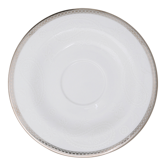 ROYAL PORCELAIN - Silver Paisley Fat till kaffekopp 15 cm Vit