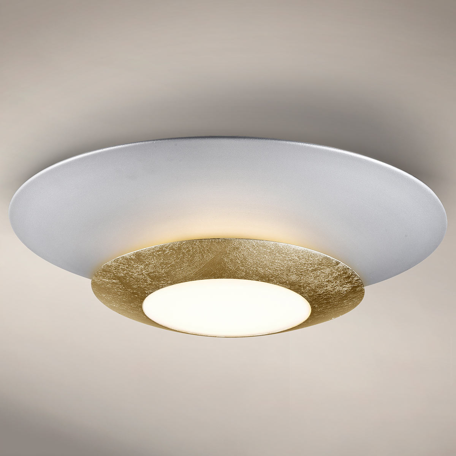 Rund LED-taklampa Hole med guldfolie