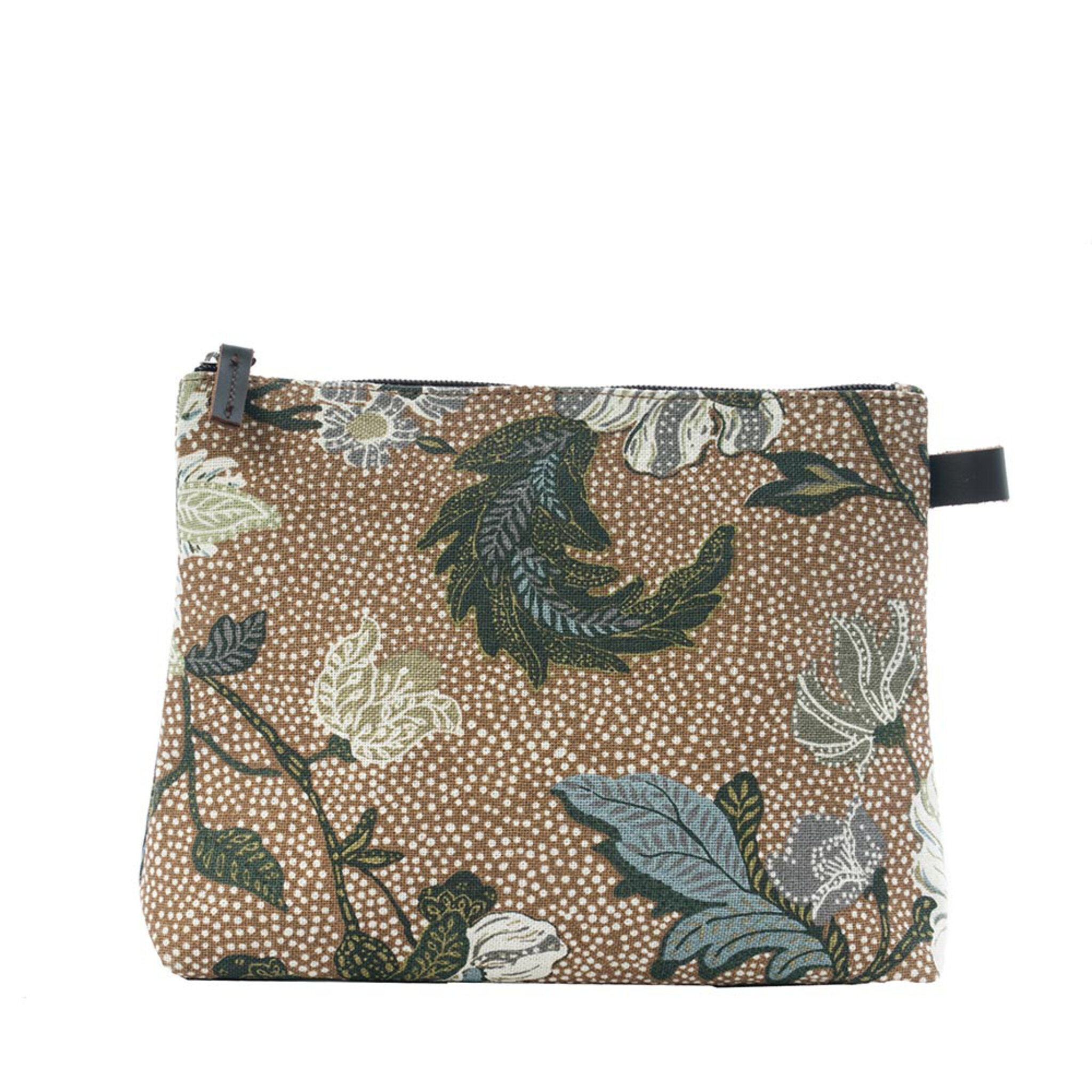 Necessär M Flower Linen Camel