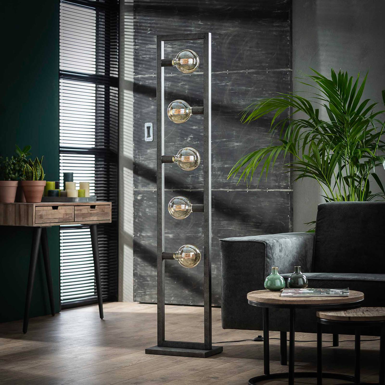 Golvlampa Skyframe i ramform, 5 lampor