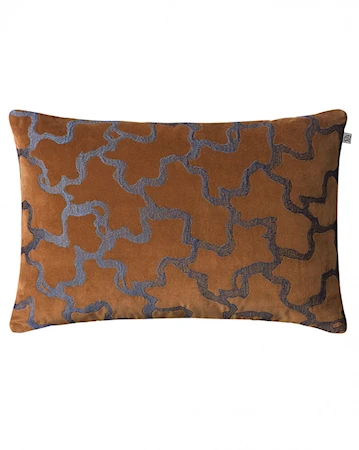 Chand Kuddfodral Velvet Cognac/Havsblå 40x60cm