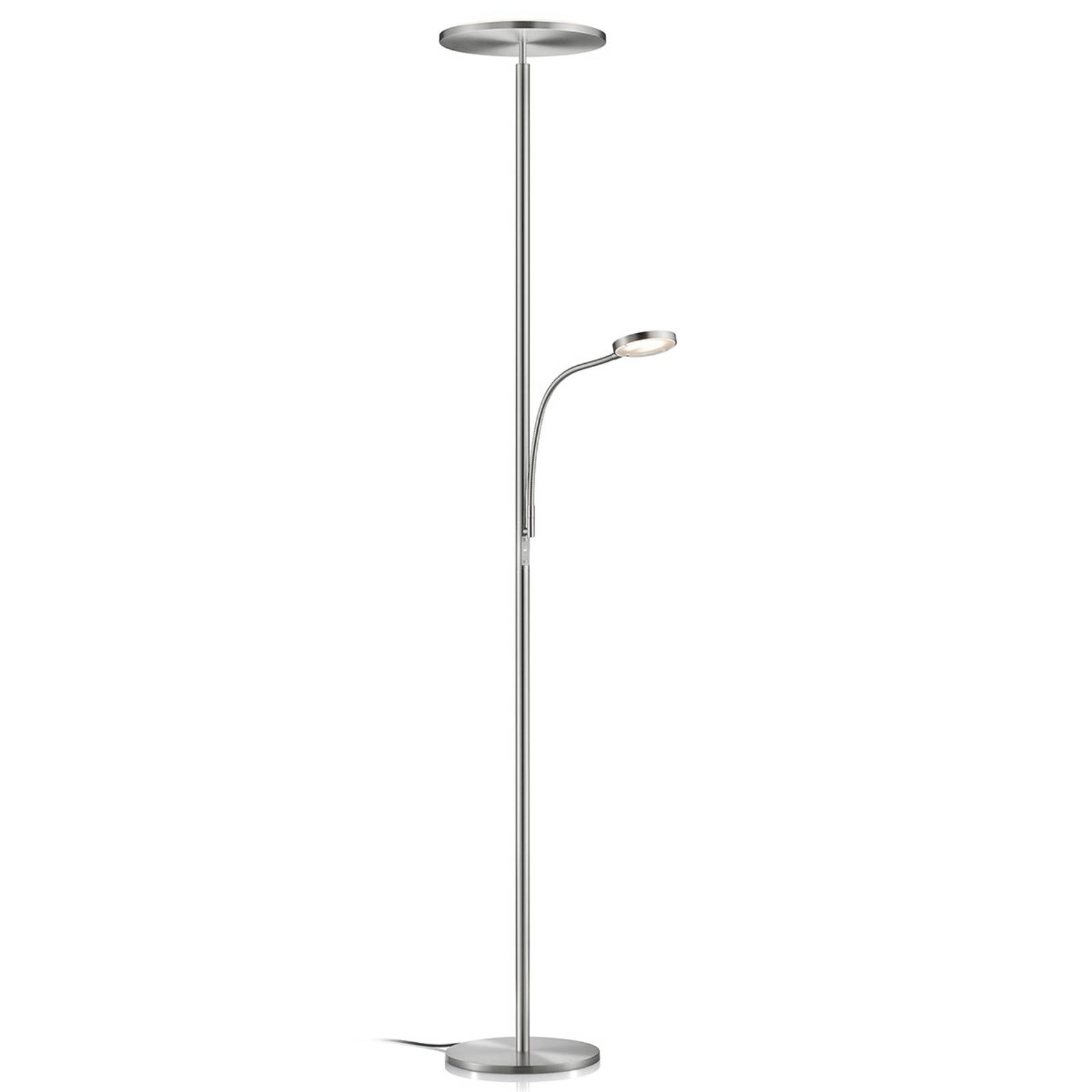 Dimbar LED-uplight-golvlampa Hades med LED-läsarm