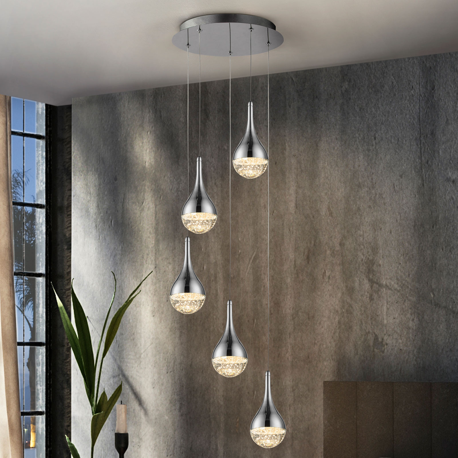 LED-hänglampa Elie, 5 lampor