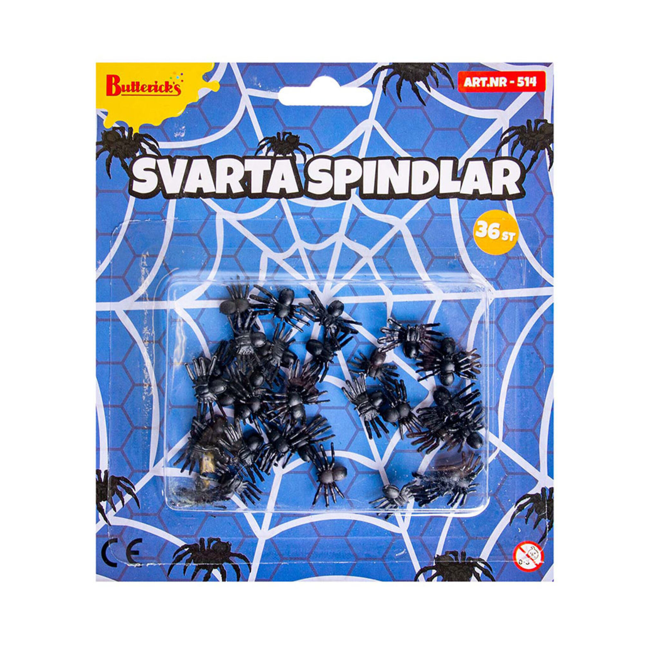 Spindlar, svarta 36 st Halloween