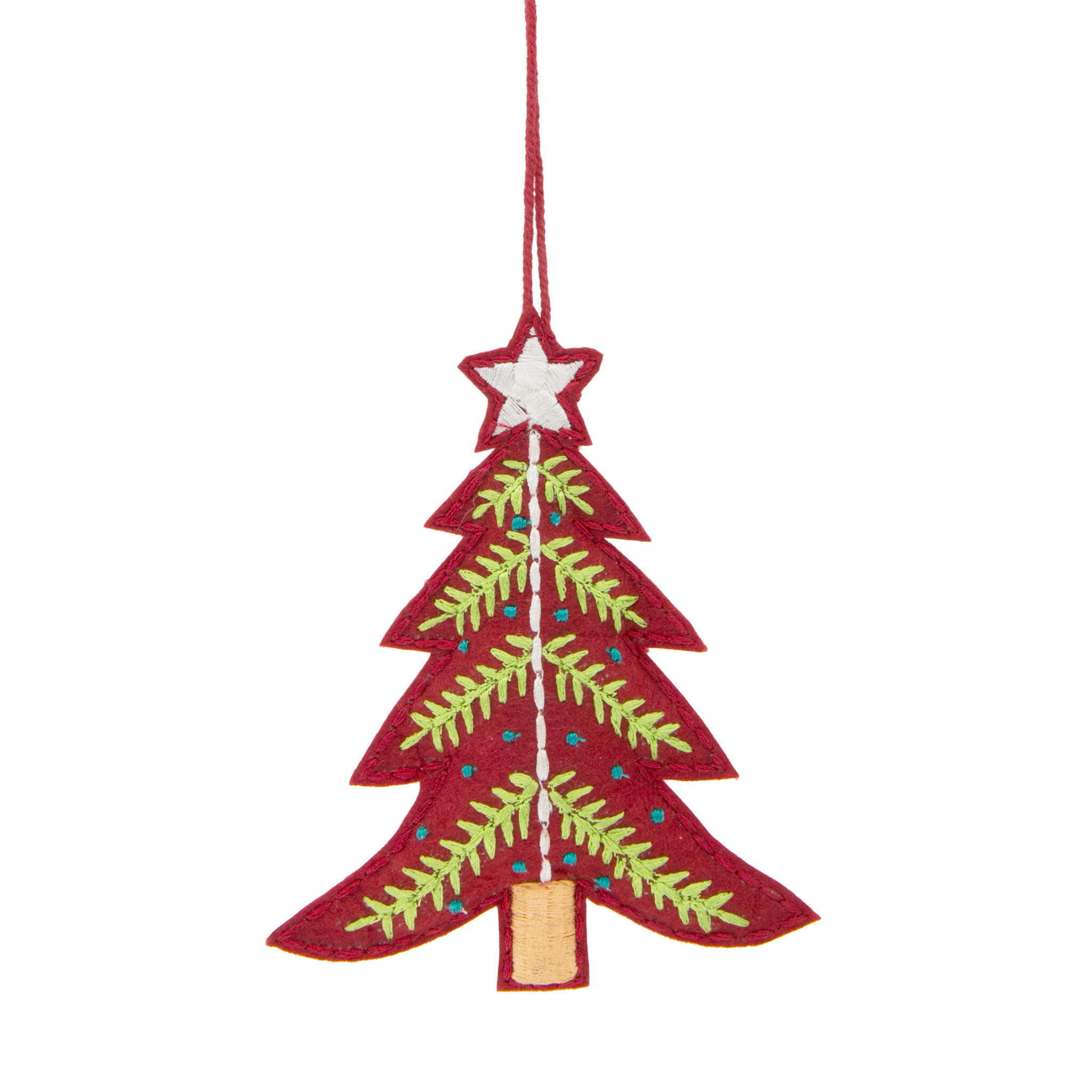 Ornament Broderad Julgran 13 cm