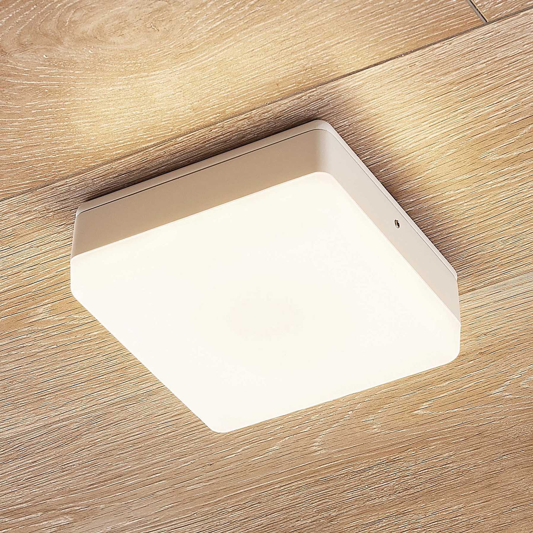 LED-taklampa Thilo, IP54, vit, 16 cm, HF-sensor