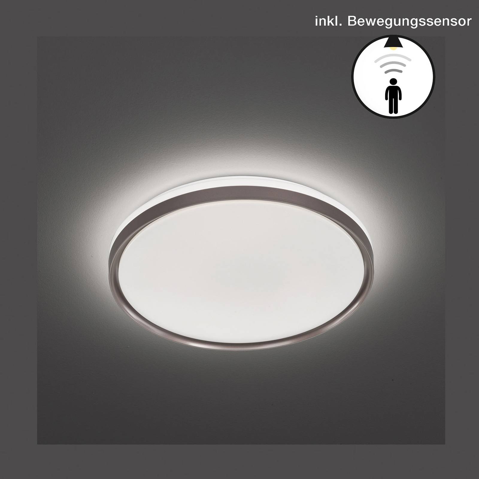 LED-taklampa Jaso BS, Ø 39 cm, brun