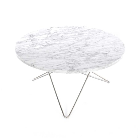 O Table Vit Marmor med Rostfri Stålram Ø80
