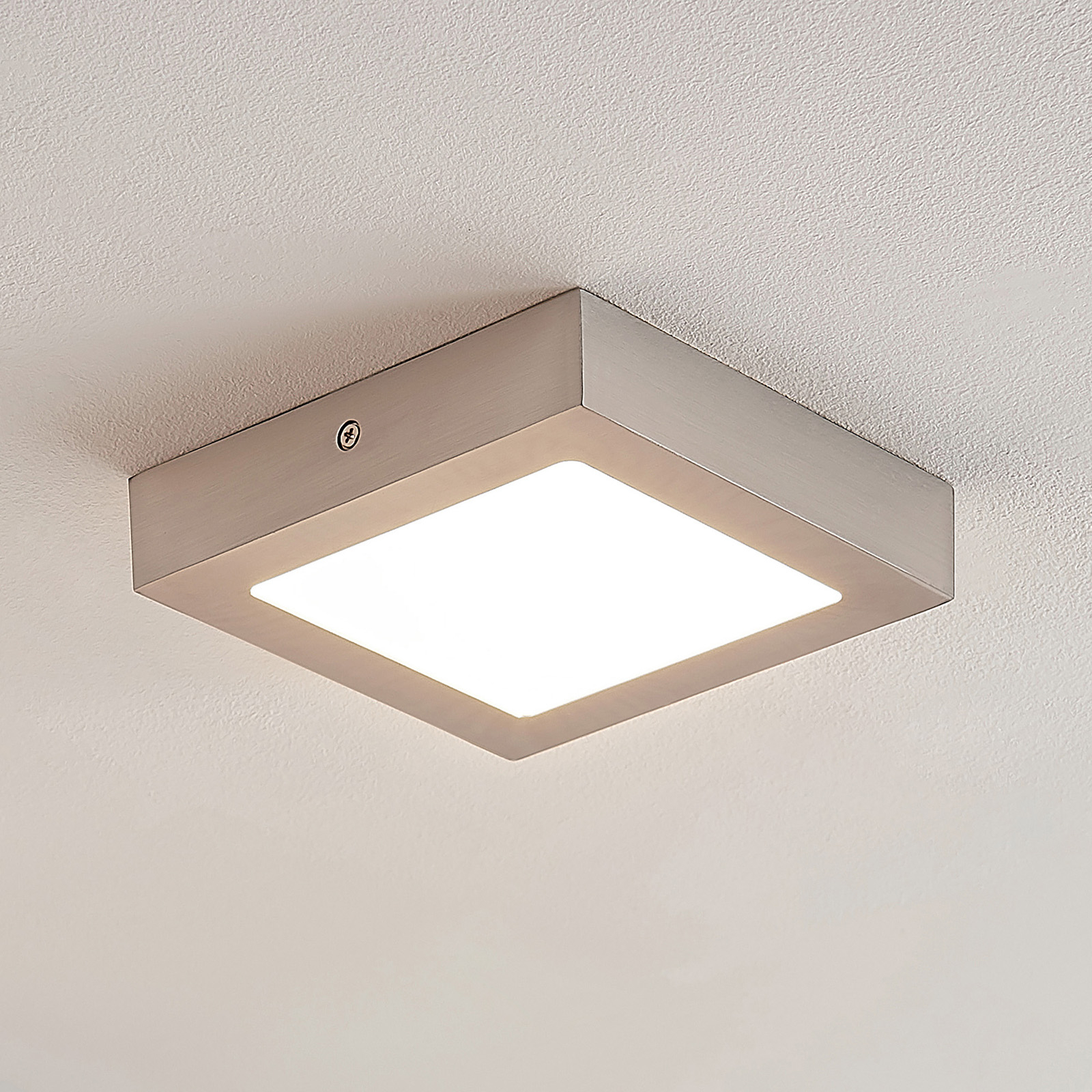 ELC Merina LED-downlight nickel, 17 x 17 cm