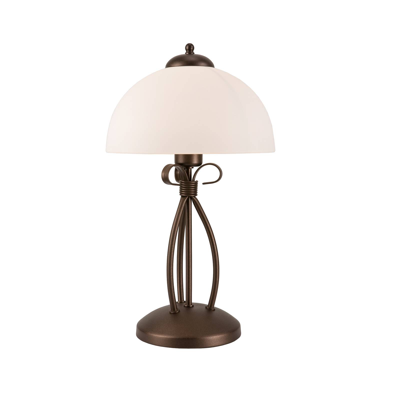 Bordslampa Adoro med glasskärm, brun
