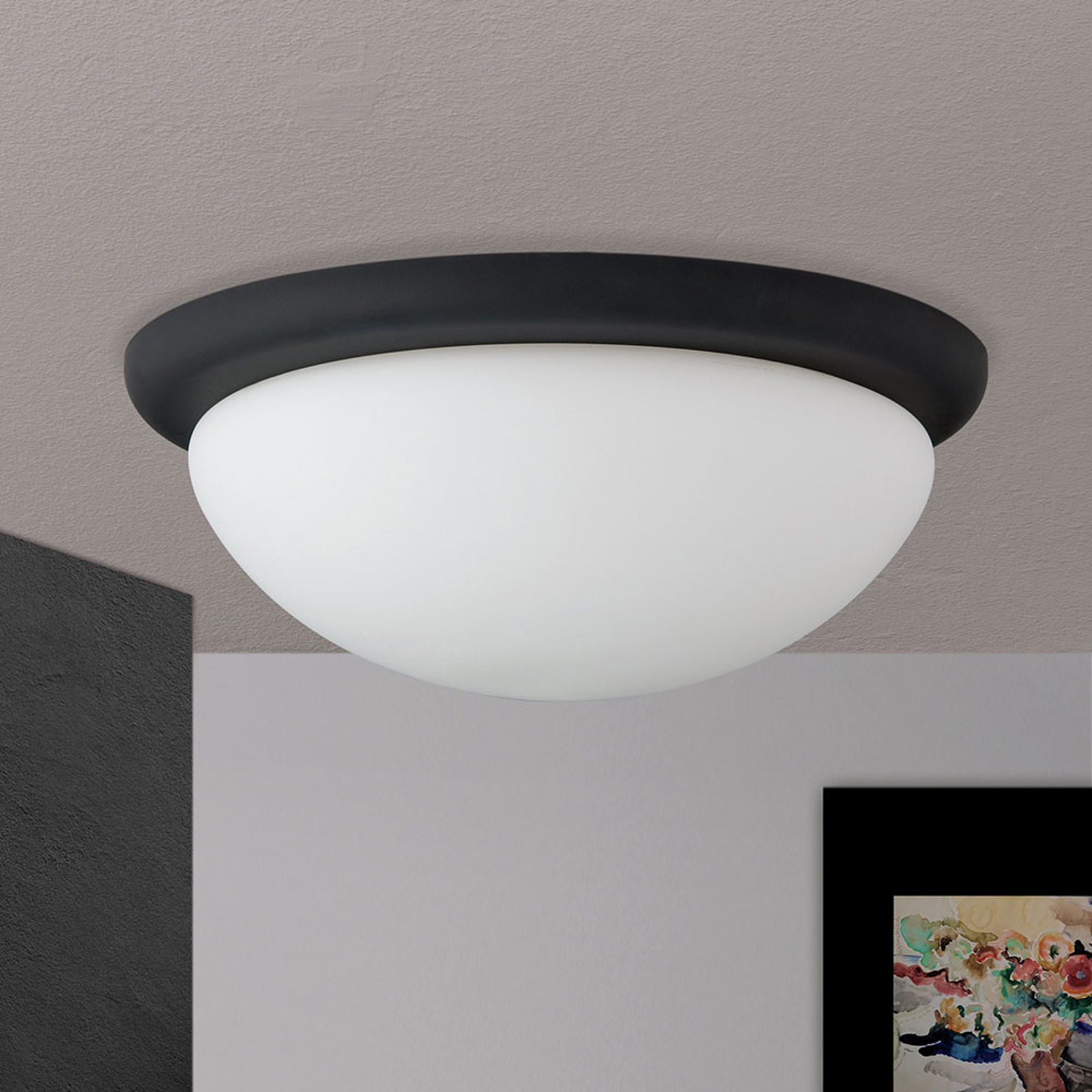 Taklampa Classico, svart/vit, Ø 38 cm