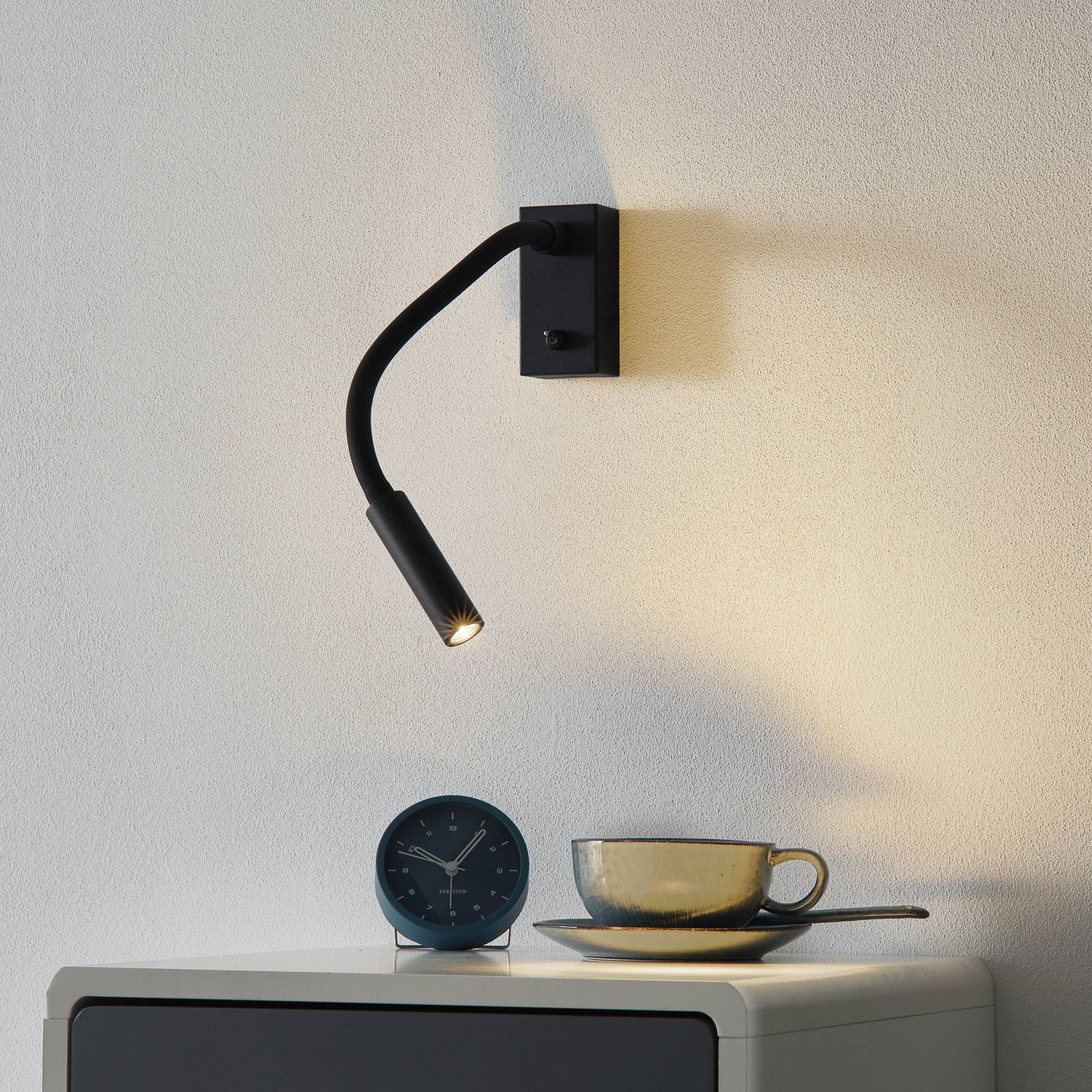 Med omkopplare - LED-vägglampa Cio med läsarm