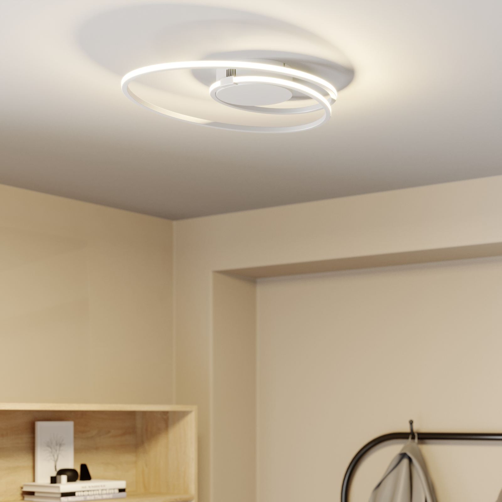 Lindby Xenias LED-taklampa, vit, 49x30 cm