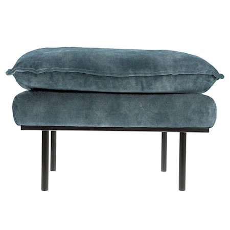 Retro Soffa Sammet Hocker Blå
