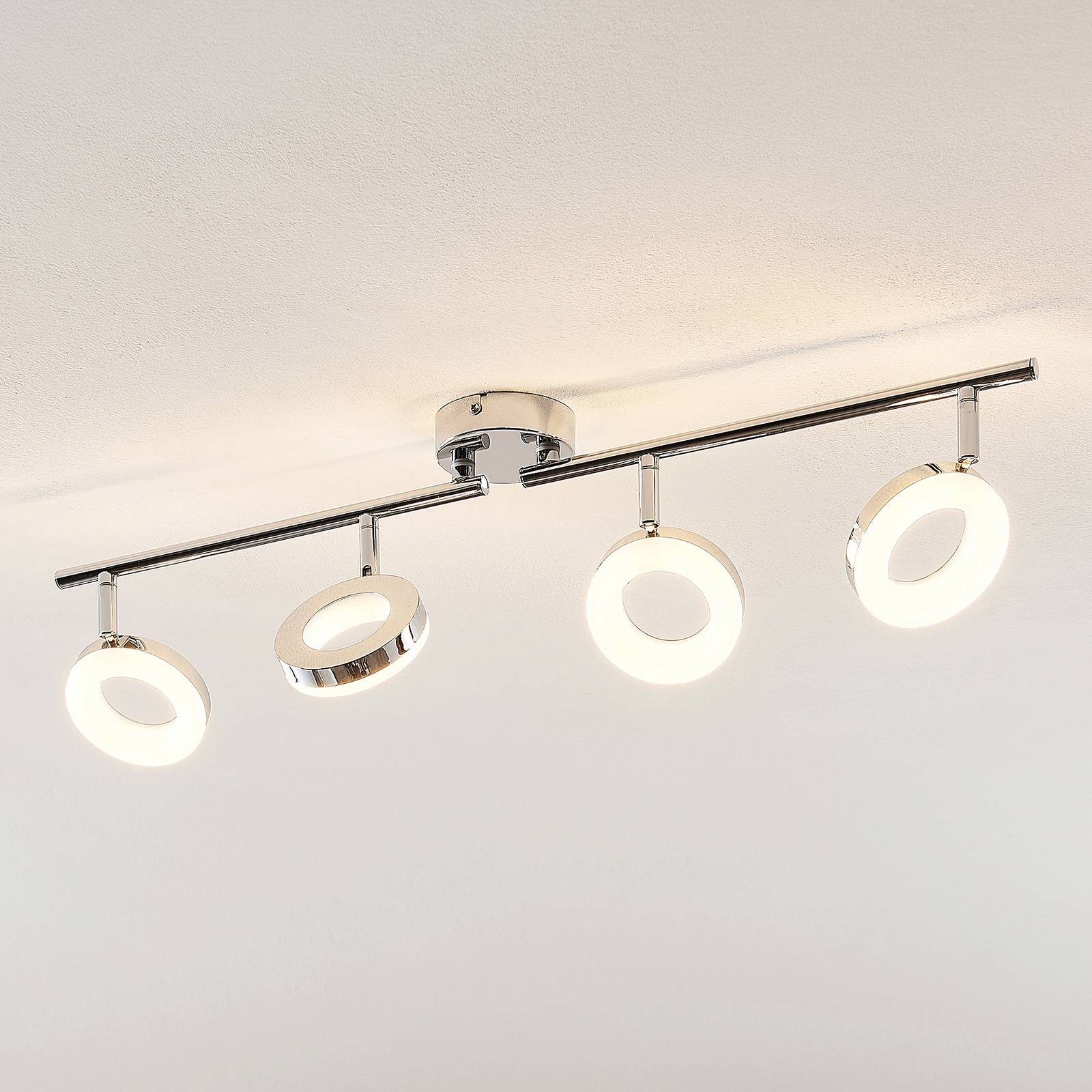 ELC Tioklia LED-taklampa, krom, 4 lampor