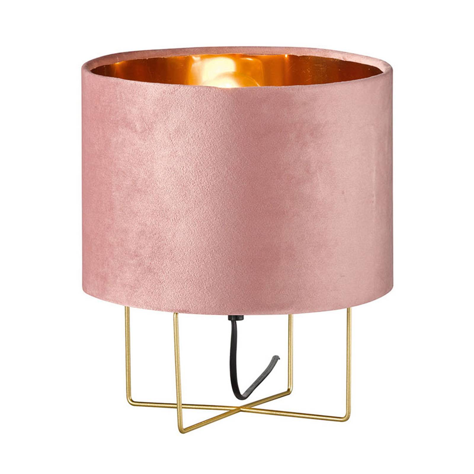 Bordslampa Aura, sammetsskärm, höjd 32 cm, rosa
