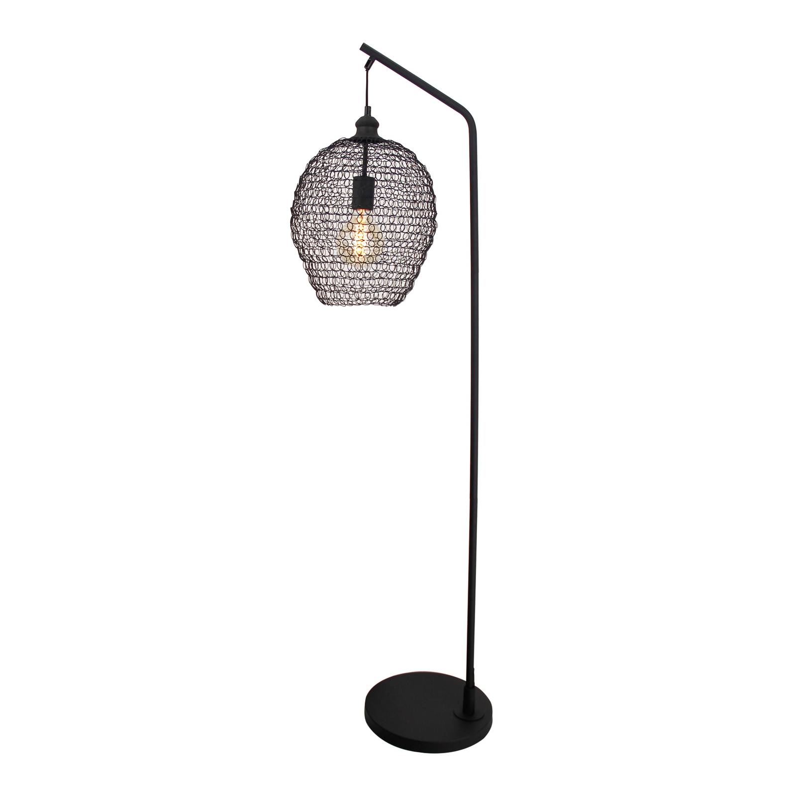 Lindby Benja golvlampa, nätoptik, svart