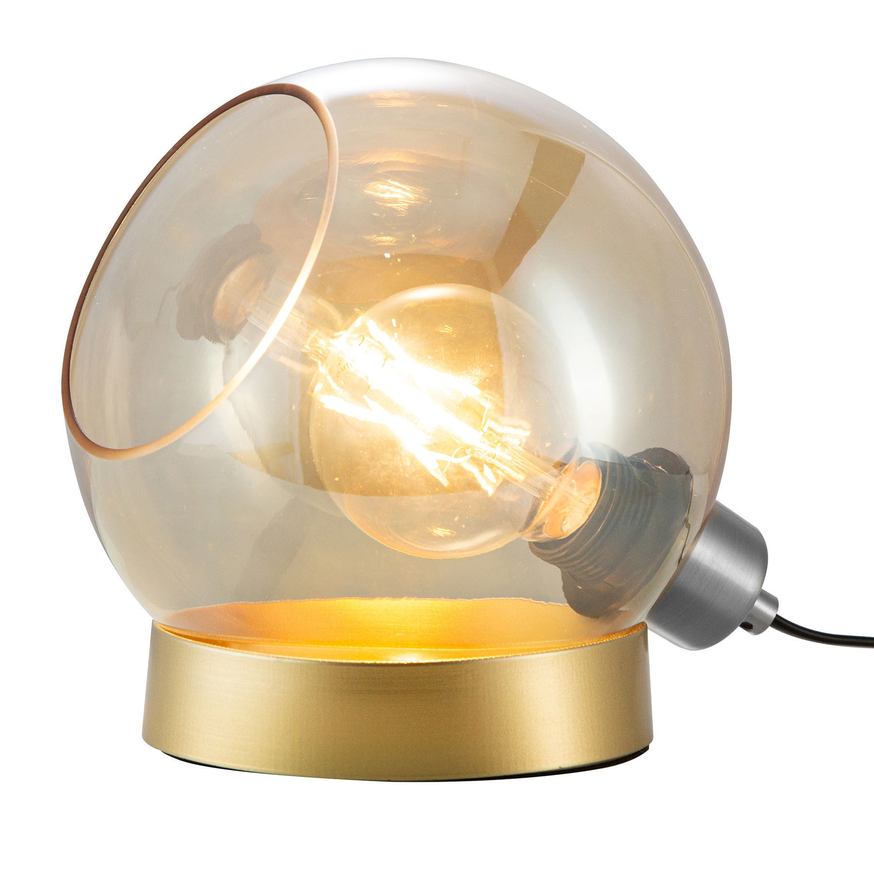 Bordslampa Toula, Ø 20 cm, glas bärnsten