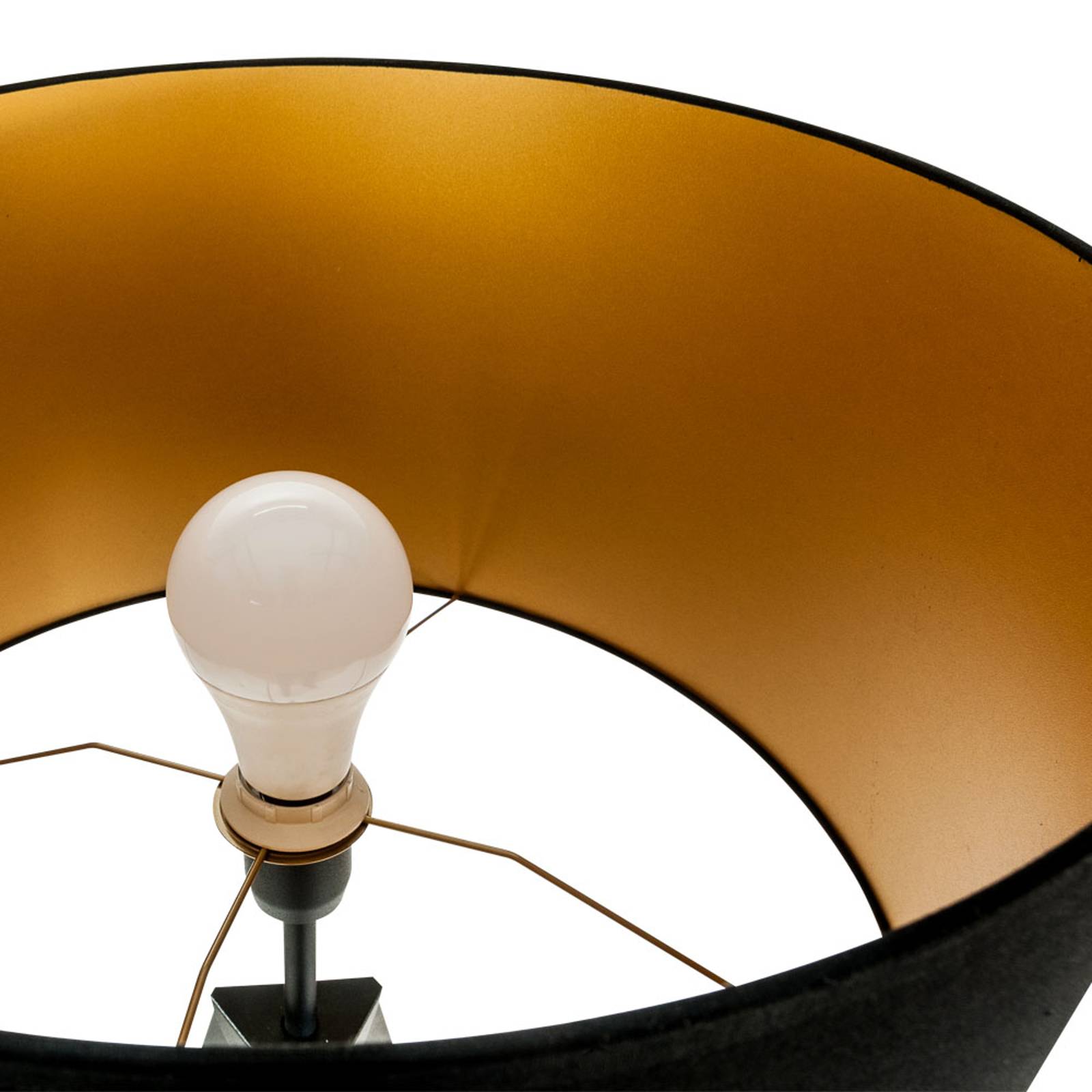 Golvlampa Tago, trebent, skärm svart/guld