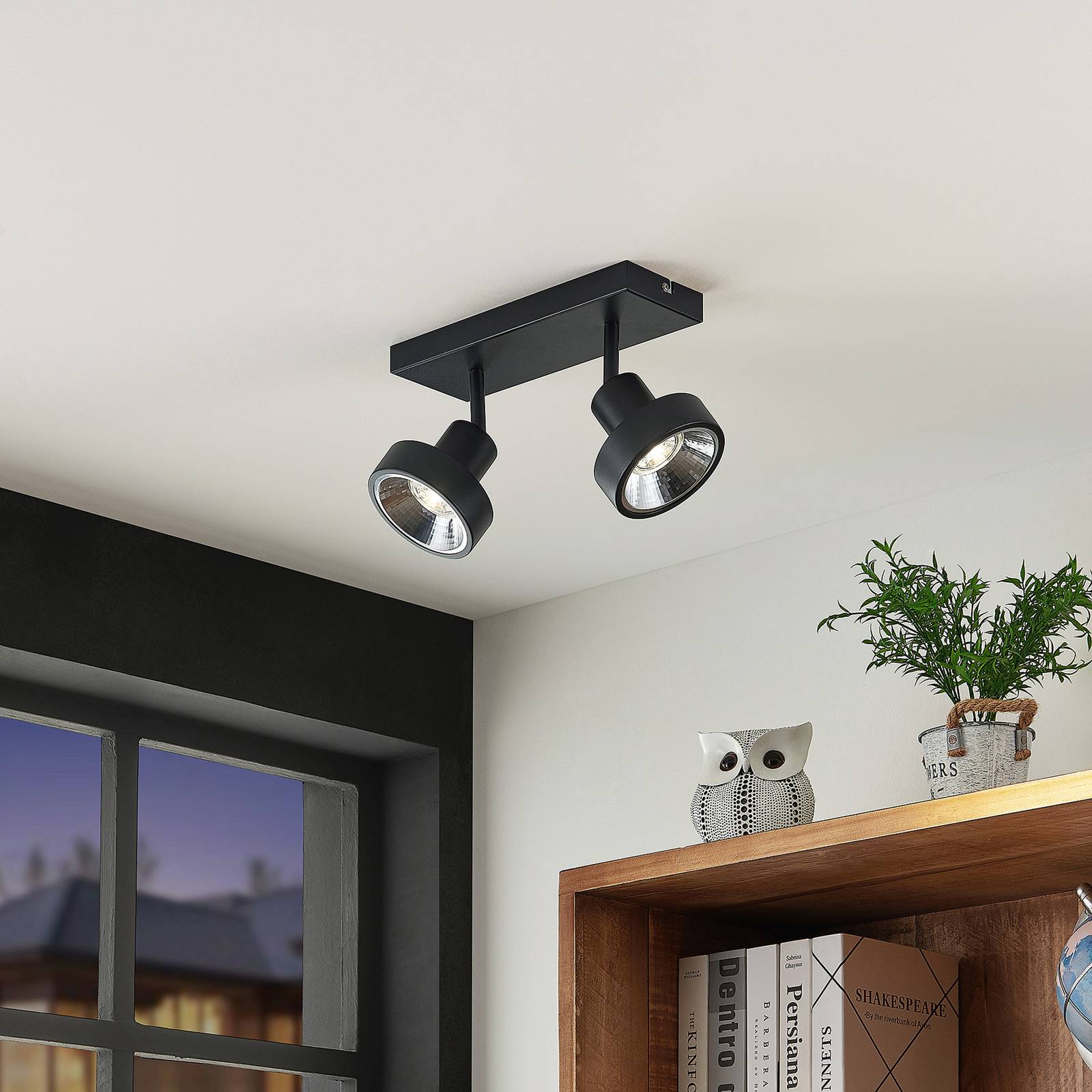 Lindby Ignacio taklampa, 2 lampor svart