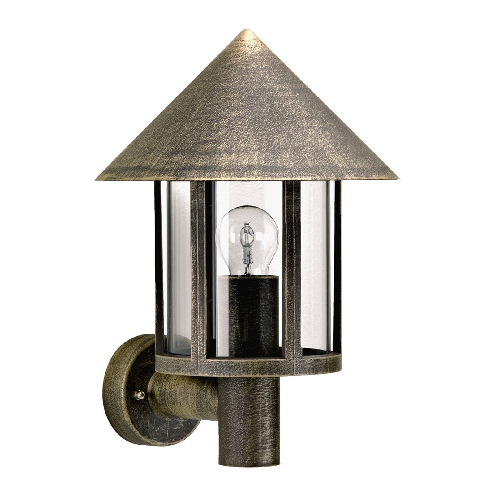 Utomhusvägglampa Torcia brun-mässing