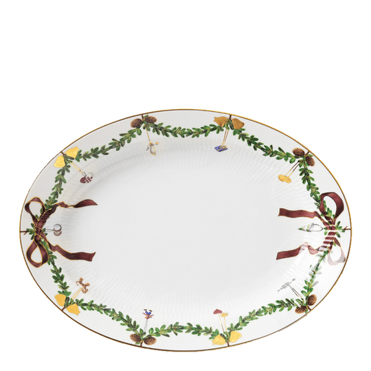Royal Copenhagen - Star Fluted Fat Oval 34 cm Vit