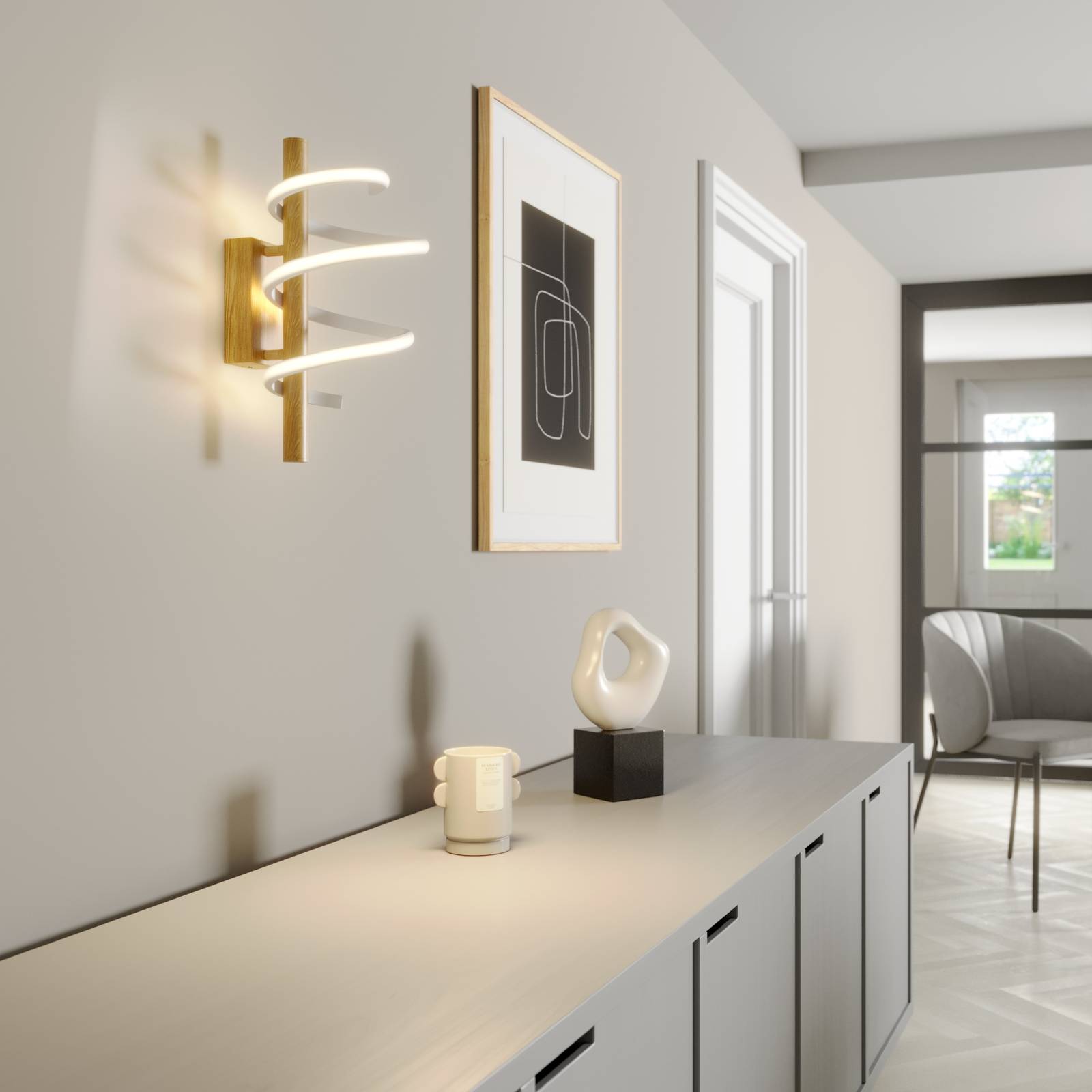 Lucande Milora LED-taklampa 27 cm, ek